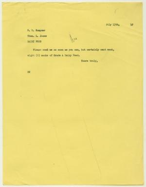 [Letter from D. W. Kempner to Thos. L. James, July 13, 1949]