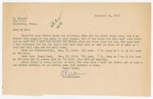 [Letter from T. P. Williams to D. W. Kempner, December 30, 1948]