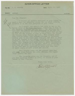 [Letter from T. L. James to D. W. Kempner, April 22, 1948]