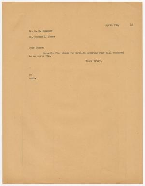 [Letter from D. W. Kempner to Thomas L. James, April 9, 1948]