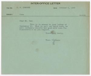 [Letter from T. L. James to D. W. Kempner, October 6, 1948]