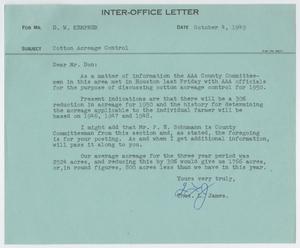 [Letter from T. L. James to D. W. Kempner, October 4, 1949]
