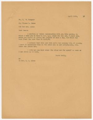 [Letter from D. W. Kempner to Thomas L. James, April 10, 1948]