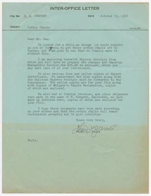 [Letter from T. L. James to D. W. Kempner, October 12, 1948]