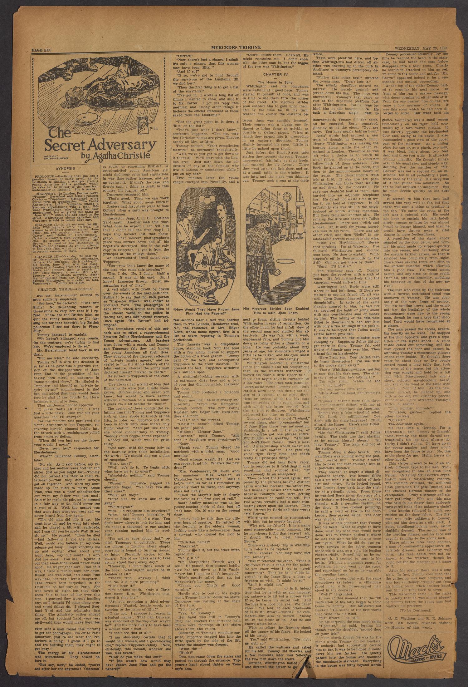 Mercedes Tribune (Mercedes, Tex.), Vol. 10, No. 15, Ed. 1 Wednesday, May 23, 1923
                                                
                                                    [Sequence #]: 6 of 10
                                                