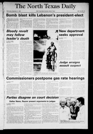 The North Texas Daily (Denton, Tex.), Vol. 66, No. 10, Ed. 1 Wednesday, September 15, 1982
