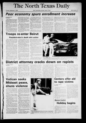 The North Texas Daily (Denton, Tex.), Vol. 66, No. 11, Ed. 1 Thursday, September 16, 1982