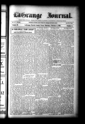 Primary view of object titled 'La Grange Journal. (La Grange, Tex.), Vol. 28, No. 6, Ed. 1 Thursday, February 6, 1908'.