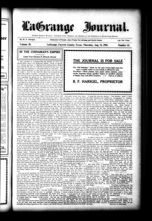 Primary view of object titled 'La Grange Journal. (La Grange, Tex.), Vol. 28, No. 33, Ed. 1 Thursday, August 13, 1908'.