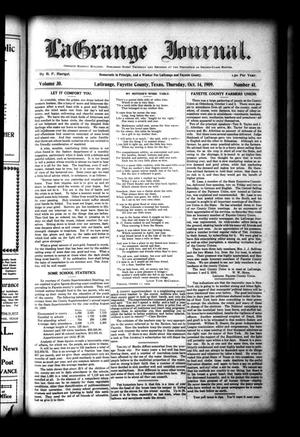 La Grange Journal. (La Grange, Tex.), Vol. 30, No. 41, Ed. 1 Thursday, October 14, 1909