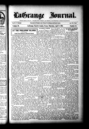 La Grange Journal. (La Grange, Tex.), Vol. 28, No. 15, Ed. 1 Thursday, April 9, 1908