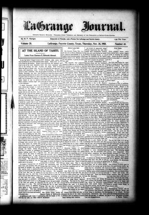Primary view of object titled 'La Grange Journal. (La Grange, Tex.), Vol. 28, No. 48, Ed. 1 Thursday, November 26, 1908'.