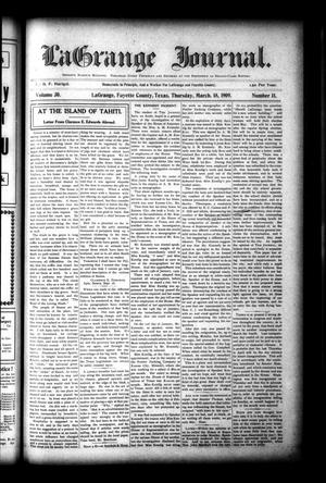 La Grange Journal. (La Grange, Tex.), Vol. 30, No. 11, Ed. 1 Thursday, March 18, 1909