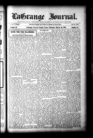 La Grange Journal. (La Grange, Tex.), Vol. 30, No. 12, Ed. 1 Thursday, March 25, 1909