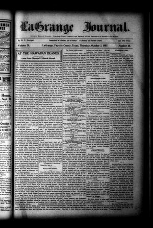 La Grange Journal. (La Grange, Tex.), Vol. 28, No. 40, Ed. 1 Thursday, October 3, 1907