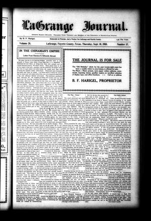 La Grange Journal. (La Grange, Tex.), Vol. 28, No. 37, Ed. 1 Thursday, September 10, 1908