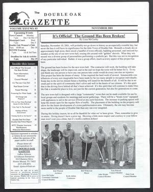 The Double Oak Gazette (Double Oak, Tex.), Vol. 26, No. 3, Ed. 1 Thursday, November 1, 2001