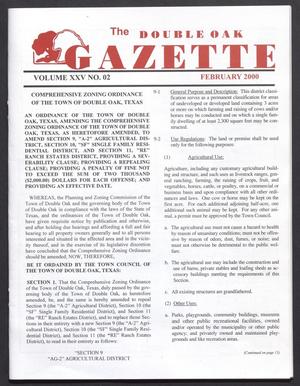The Double Oak Gazette (Double Oak, Tex.), Vol. 25, No. 2, Ed. 1 Tuesday, February 1, 2000