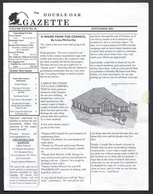 The Double Oak Gazette (Double Oak, Tex.), Vol. 26, No. 1, Ed. 1 Saturday, September 1, 2001