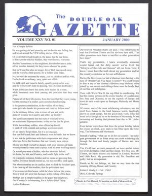 The Double Oak Gazette (Double Oak, Tex.), Vol. 25, No. 1, Ed. 1 Saturday, January 1, 2000