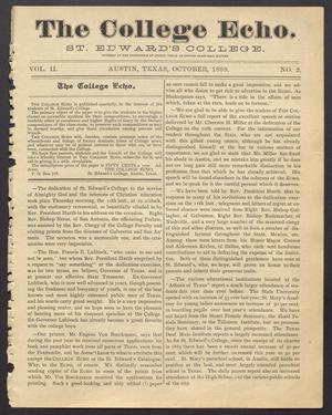 Primary view of object titled 'The College Echo. (Austin, Tex.), Vol. 2, No. 2, Ed. 1, October 1889'.