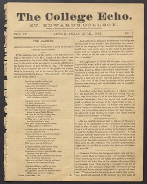 The College Echo. (Austin, Tex.), Vol. 4, No. 5, Ed. 1, April 1892