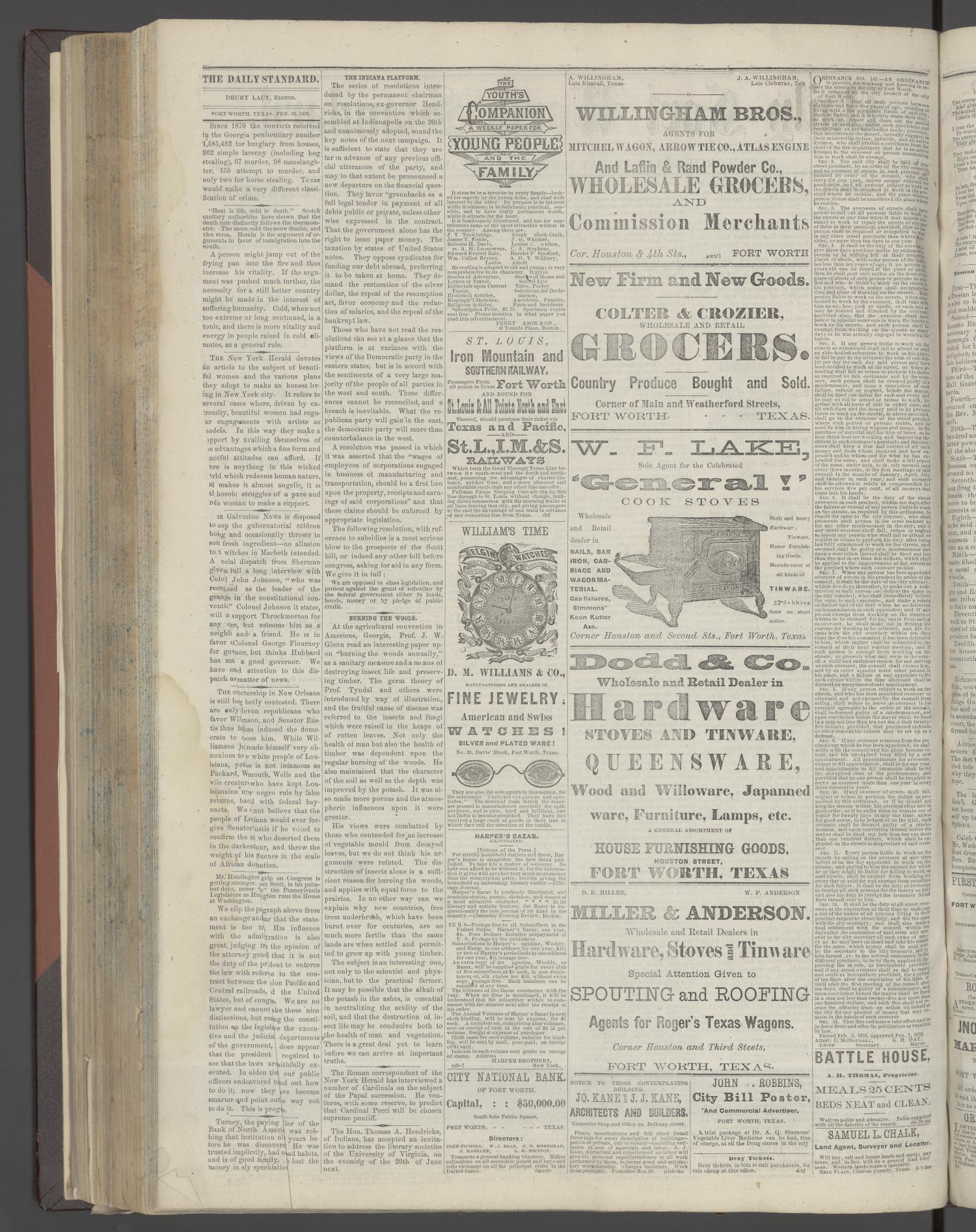 Daily Fort Worth Standard. (Fort Worth, Tex.), Vol. 2, No. 156, Ed. 1 Friday, February 22, 1878
                                                
                                                    [Sequence #]: 2 of 4
                                                