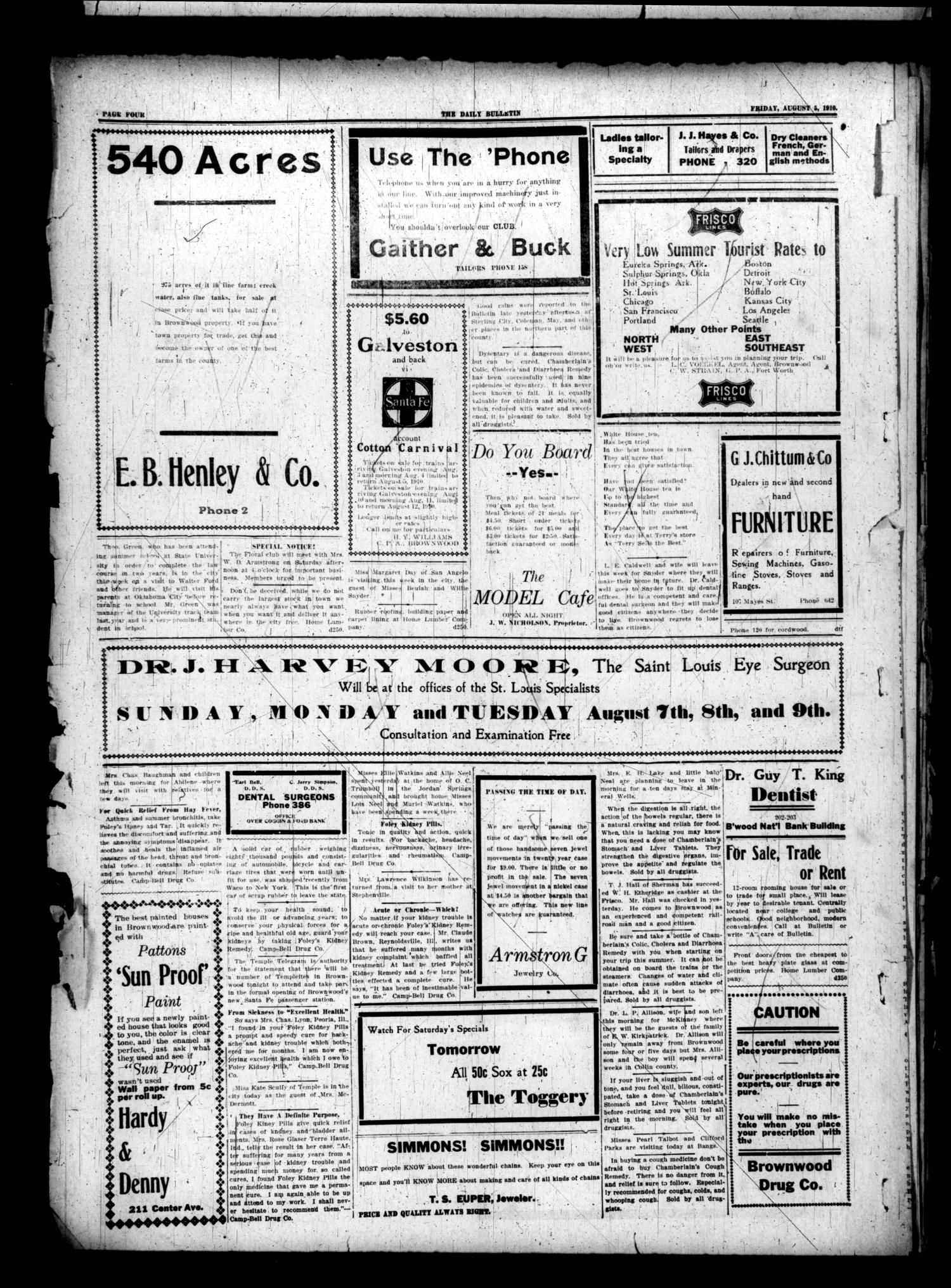 Daily Bulletin. (Brownwood, Tex.), Vol. 10, No. 249, Ed. 1 Friday, August 5, 1910
                                                
                                                    [Sequence #]: 4 of 4
                                                