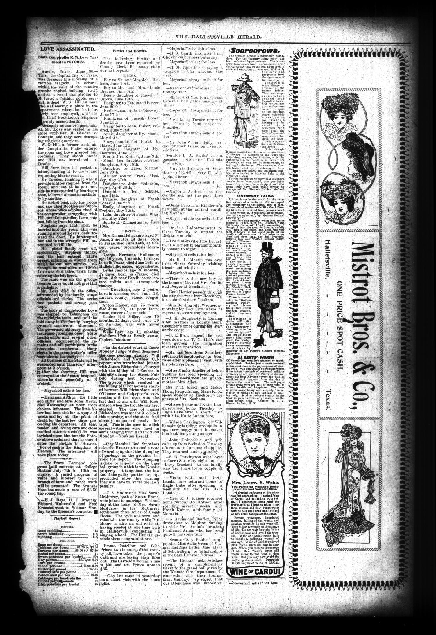 Halletsville Herald. (Hallettsville, Tex.), Vol. 32, No. 20, Ed. 1 Thursday, July 2, 1903
                                                
                                                    [Sequence #]: 3 of 8
                                                