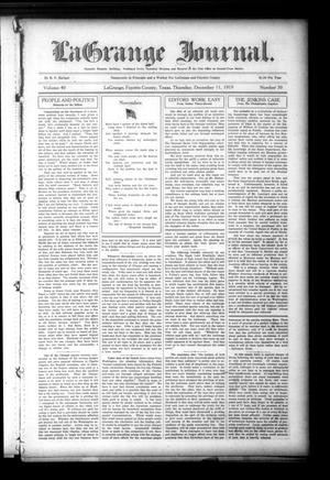 La Grange Journal. (La Grange, Tex.), Vol. 40, No. 50, Ed. 1 Thursday, December 11, 1919