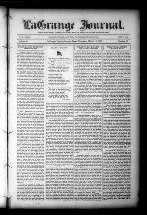 La Grange Journal. (La Grange, Tex.), Vol. 41, No. 12, Ed. 1 Thursday, March 18, 1920