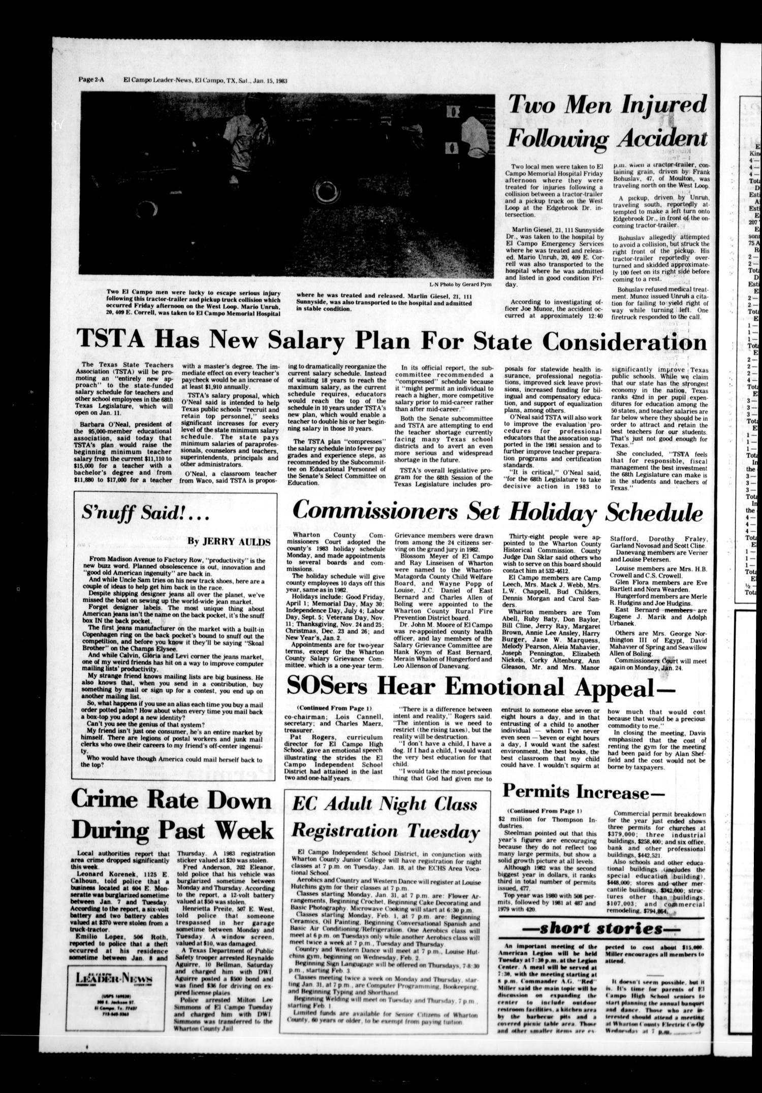 El Campo Leader-News (El Campo, Tex.), Vol. 98, No. 85, Ed. 1 Saturday, January 15, 1983
                                                
                                                    [Sequence #]: 2 of 26
                                                