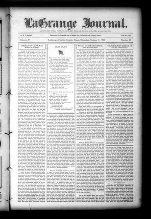 La Grange Journal. (La Grange, Tex.), Vol. 41, No. 41, Ed. 1 Thursday, October 7, 1920