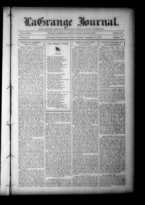 La Grange Journal. (La Grange, Tex.), Vol. 42, No. 37, Ed. 1 Thursday, September 15, 1921