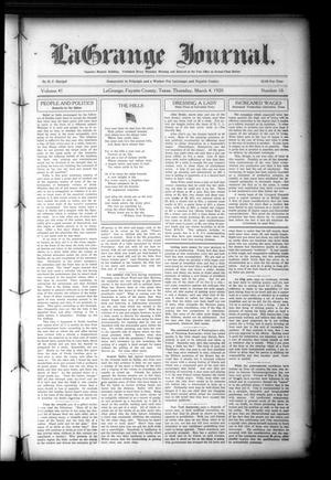 La Grange Journal. (La Grange, Tex.), Vol. 41, No. 10, Ed. 1 Thursday, March 4, 1920