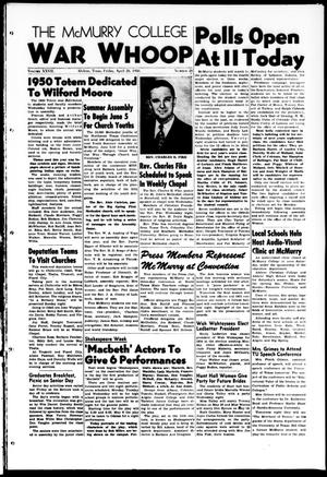 The McMurry College War Whoop (Abilene, Tex.), Vol. 27, No. 28, Ed. 1, Friday, April 28, 1950