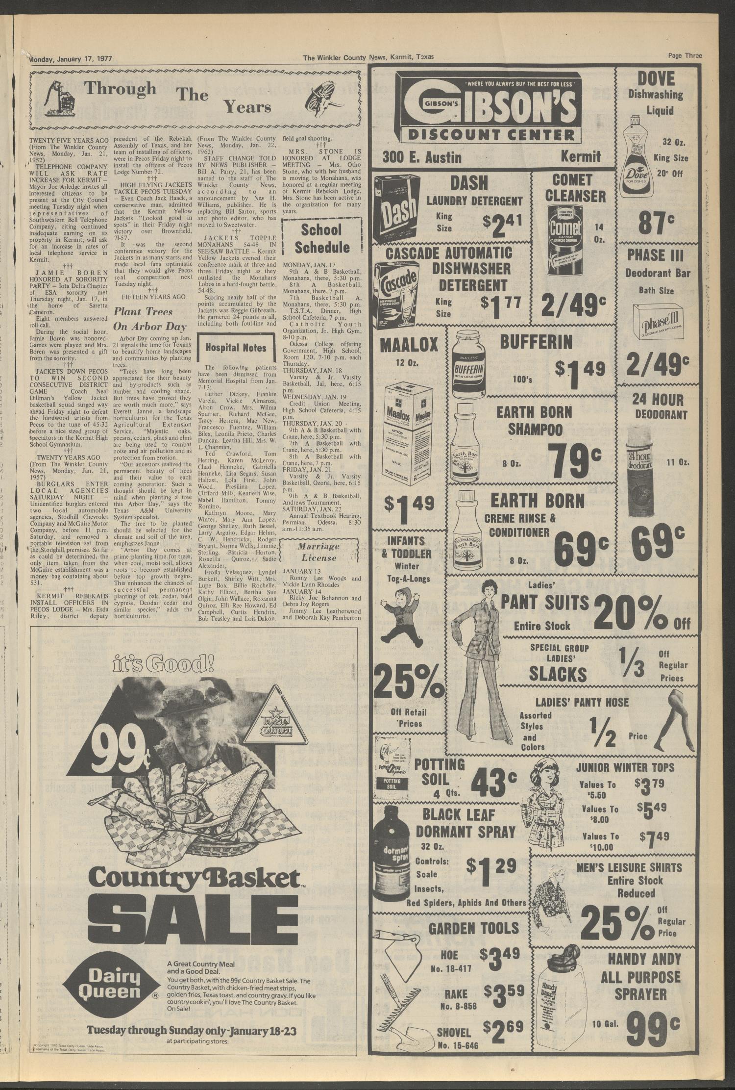 The Winkler County News (Kermit, Tex.), Vol. 40, No. 88, Ed. 1 Monday, January 17, 1977
                                                
                                                    [Sequence #]: 3 of 12
                                                
