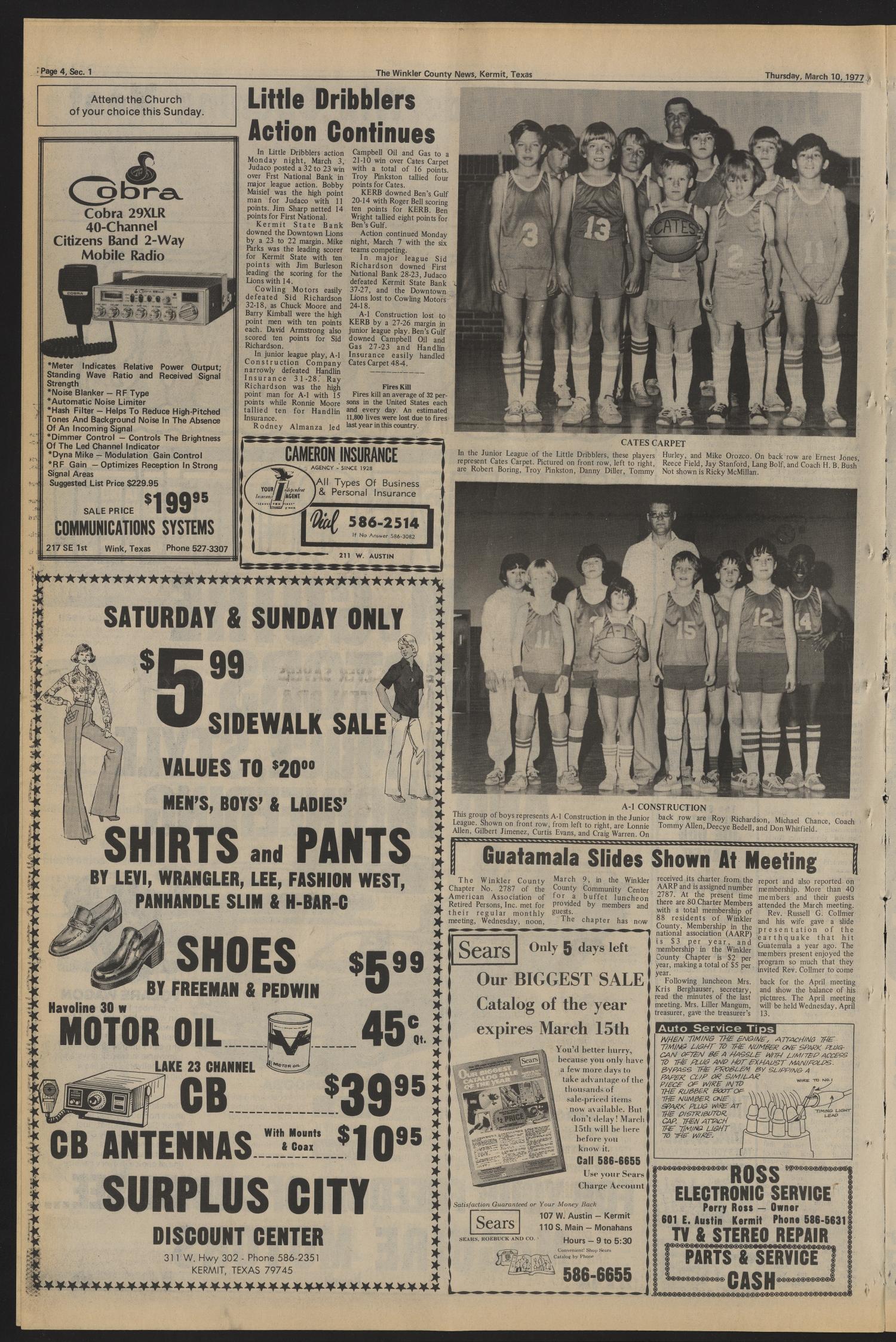 The Winkler County News (Kermit, Tex.), Vol. 40, No. 103, Ed. 1 Thursday, March 10, 1977
                                                
                                                    [Sequence #]: 4 of 20
                                                