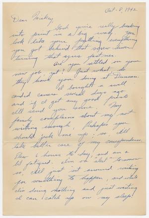 Primary view of object titled '[Letter from Lt. Thomas Kuenning to Mickey McLernon, October 8, 1942]'.