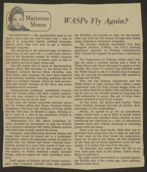 [Clipping: WASPs Fly Again?]