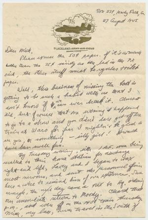 Primary view of object titled '[Letter from Cpt. Edward Drew to Mickey McLernon, August 27, 1945]'.
