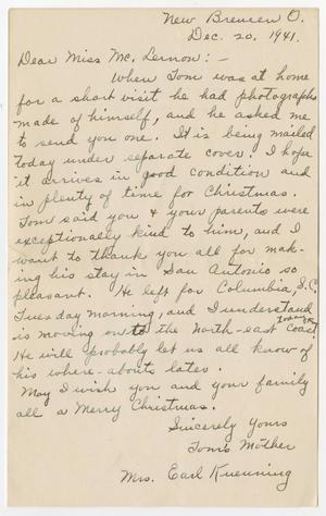 [Letter from Mrs. Earl Kuenning to Mickey McLernon, December 20, 1941]