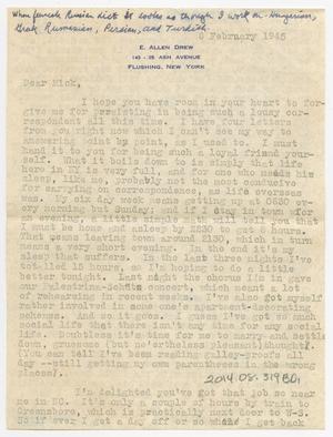 Primary view of object titled '[Letter from Cpt. Edward Drew to Mickey McLernon, February 8, 1945]'.