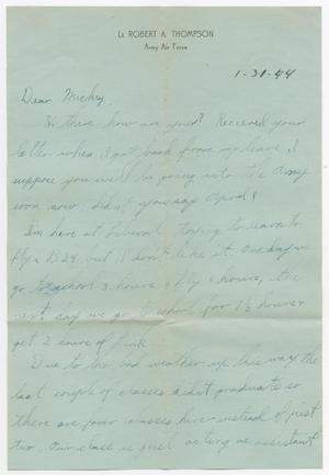 Primary view of object titled '[Letter from Lt. Robert Thompson to Mickey McLernon, January 31, 1944]'.