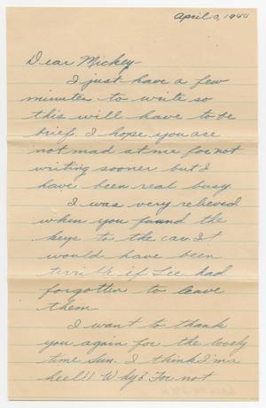 [Letter from Howard Stevens to Mickey McLernon, April 10, 1944]