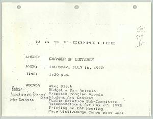[Agenda: WASP Committee Meeting, July 16, 1992]