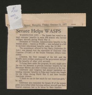 [Clipping: "Senate Helps WASPS"]