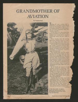 Primary view of object titled '[Clipping: "Grandmother of Aviation"]'.