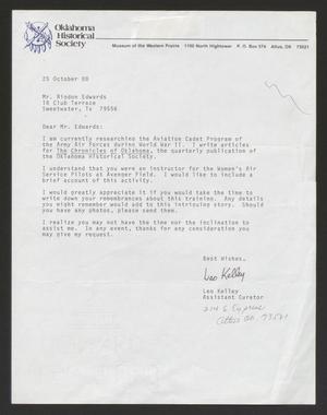 Primary view of object titled '[Letter from Leo Kelly to Rigdon Edwards, October 25, 1988]'.