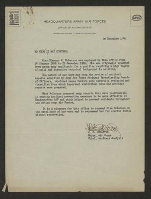 Primary view of object titled '[Letter from J. E. Collette, December 20, 1945]'.